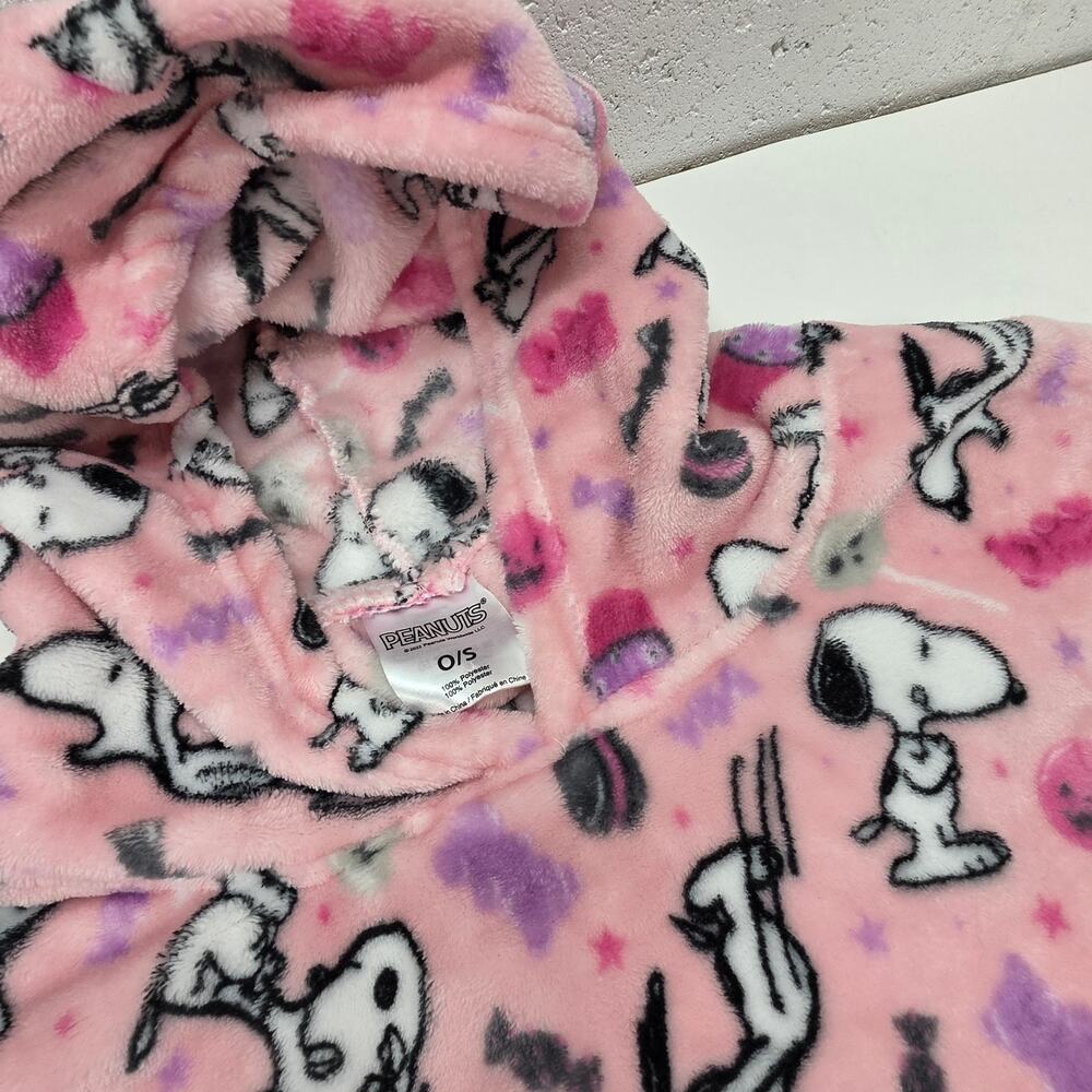 Peanuts Snoopy Halloween Plush Hoodie O/S Pink Fleece Pullover Women's